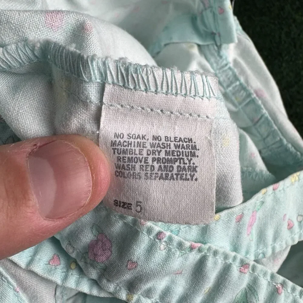 Vintage OshKosh Bgosh Overalls Baby Girls Floral Shortalls Vestbak Blue Size 5